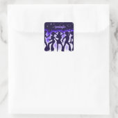 Retro Dance Party Paars Vierkante Sticker (Tas)