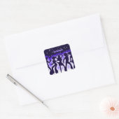 Retro Dance Party Paars Vierkante Sticker (Envelop)