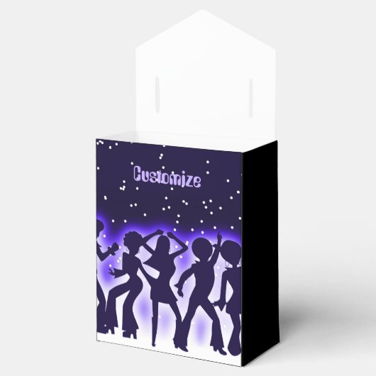 Retro Dance Party Paarse Tent Bedankdoosjes (Geopend)