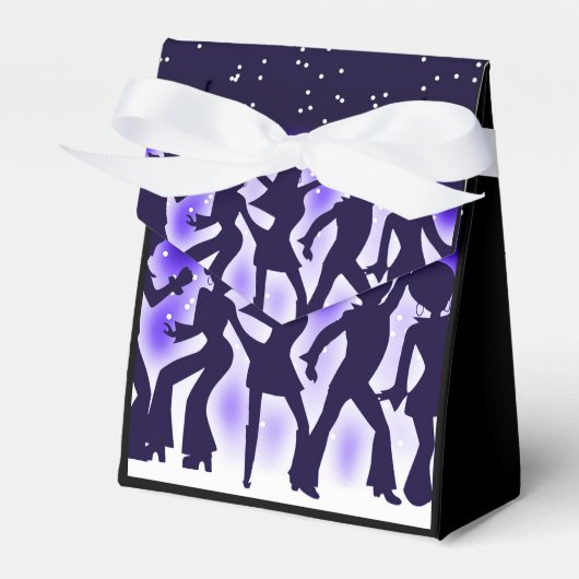Retro Dance Party Paarse Tent Bedankdoosjes (Voorkant Zijde)