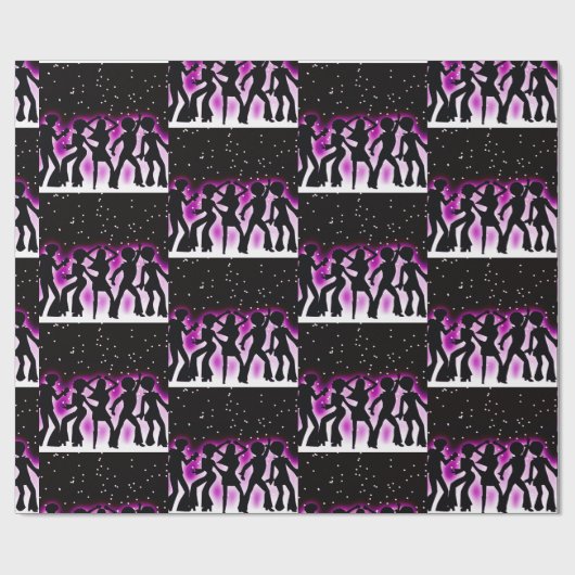 Retro Dance Party roze Cadeaupapier (Vlak)
