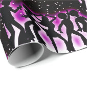 Retro Dance Party roze Cadeaupapier (Rol Hoek)
