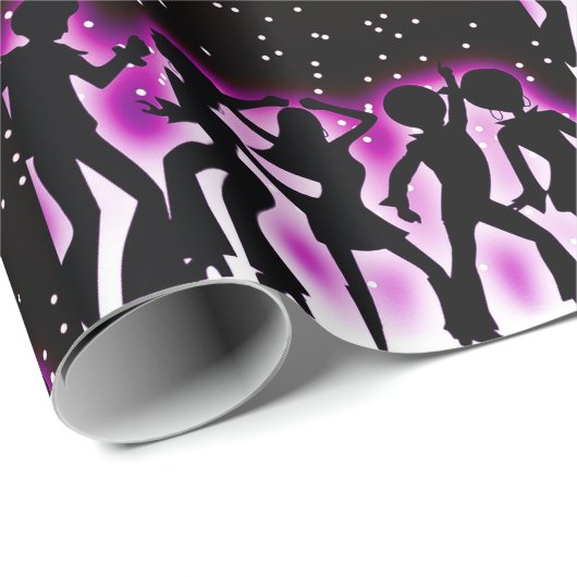 Retro Dance Party roze Cadeaupapier (Rol Hoek)