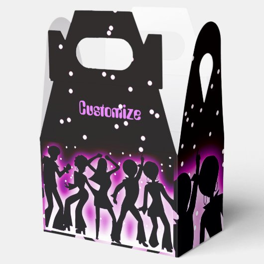 Retro Dance Party roze kabel Bedankdoosjes (Geopend)