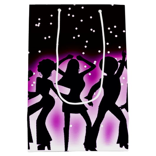 Retro Dance Party roze Medium Cadeauzakje (Achterkant)