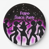 Retro Dance Party roze Papieren Bordje (Voorkant)