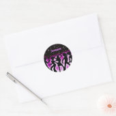 Retro Dance Party roze Ronde Sticker (Envelop)