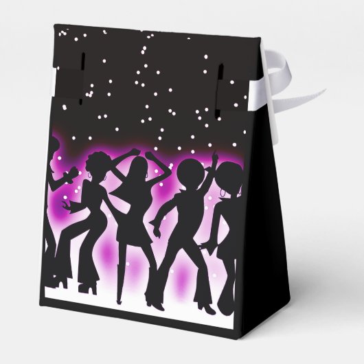 Retro Dance Party Roze Tent Bedankdoosjes (Achterkant)