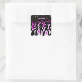 Retro Dance Party roze Vierkante Sticker (Tas)