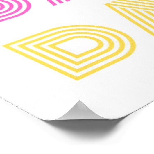 Retro Dance Roze Geel Turquoise Poster (Hoek)