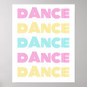 Retro Dance Roze Geel Turquoise Poster (Voorkant)
