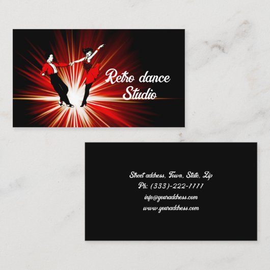 Retro Dance Studio Disco Stijl Visitekaartje (Voorkant / Achterkant)