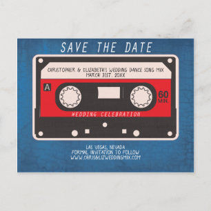 Retro Dance Tape Mix Wedding Save the Date Aankondigingskaart