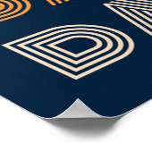 Retro Dance Typografie Blauw Sinaasappel Poster (Hoek)