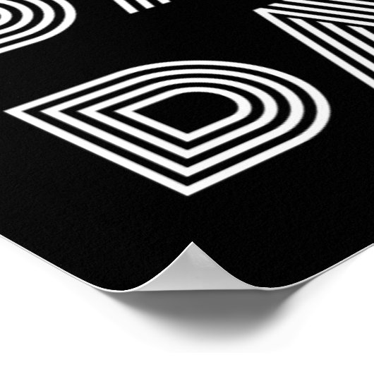 Retro Dance Typografie Wit Zwart Poster (Hoek)