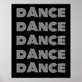 Retro Dance Typografie Wit Zwart Poster (Voorkant)
