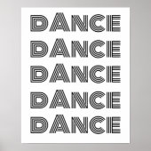 Retro Dance Typografie Zwart Wit Poster (Voorkant)