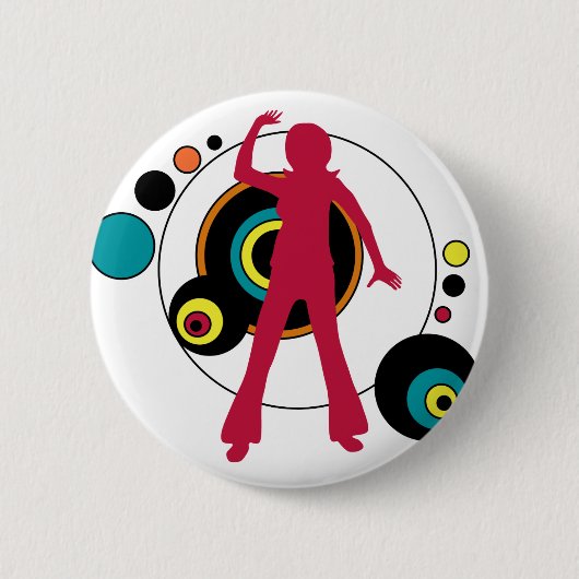Retro Dancing Girl-knop Ronde Button 5,7 Cm (Voorkant)