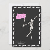 Retro Dancing Skeleton Roze + Zwart Halloween Part Kaart (Achterkant)