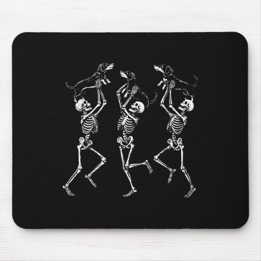 Retro Dancing Skeletons Teckel Schattige Halloween Muismat (Voorkant)