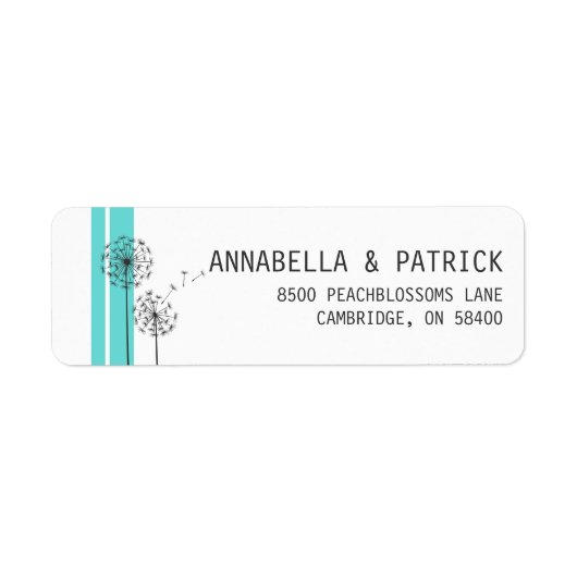 Retro Dandelions Blue Minimalist Address Label (Voorkant)