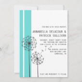 Retro Dandelions Blue Minimalist Wedding Kaart (Voorkant)