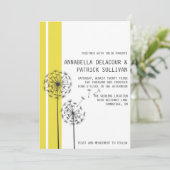 Retro Dandelions Yellow Minimalist Weddenschap Kaart (Staand voorkant)