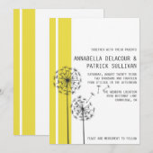 Retro Dandelions Yellow Minimalist Weddenschap Kaart (Voorkant / Achterkant)
