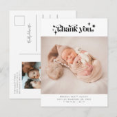 Retro Dank je Baby Foto geboorteaankondiging Aankondigingskaart (Voorkant / Achterkant)