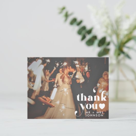 Retro dank u bruiloft foto briefkaart (Staand voorkant)
