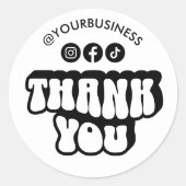 Retro dank u Social Media Handle Small Business Ronde Sticker (Voorkant)