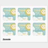 Retro Dank u Zon en Clouds baby shower Vierkante Sticker (Vel)