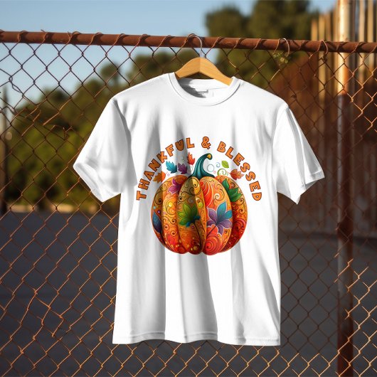Retro "Dankbaar & Gezegend" Herfst Thanksgiving Fa T-shirt