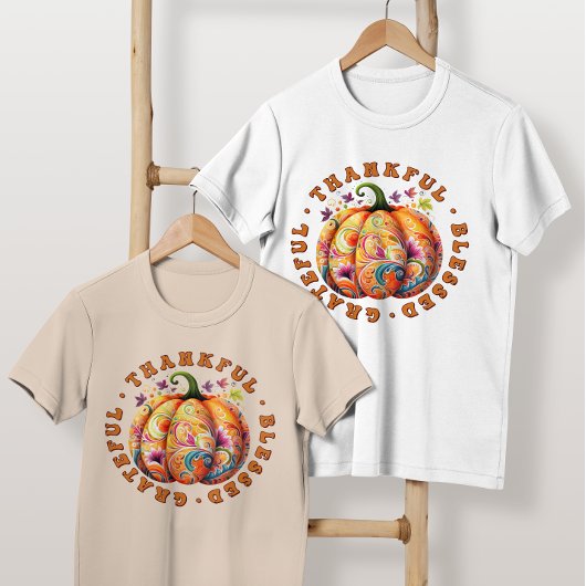 Retro "Dankbaar" Herfst Thanksgiving Familie T-shirt