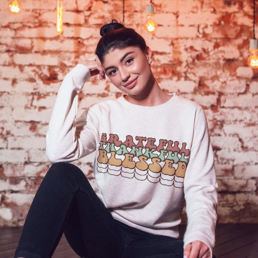 Retro Dankbaar Sweatshirt, Familie Thanksgiving Trui