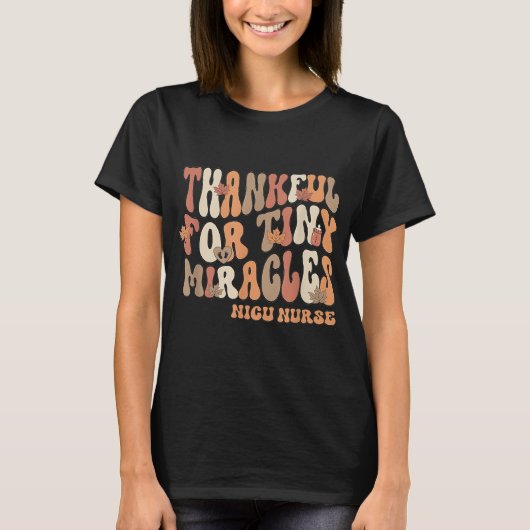 Retro dankbaar voor kleine wonderen Thanksgiving N T-shirt (Voorkant)