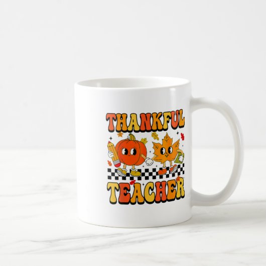 Retro Dankbare Leraar Groovy Thanksgiving Fall Wo Koffiemok (Rechts)