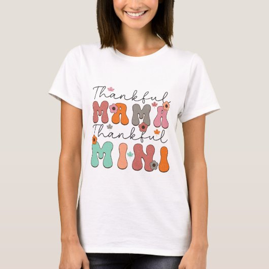 Retro Dankbare Mama Dankbare Mini - Herfst T-shirt (Voorkant)