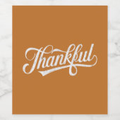 Retro Dankbare Thanksgiving Herfst Cadeau Wijn Etiket (Enkel label)
