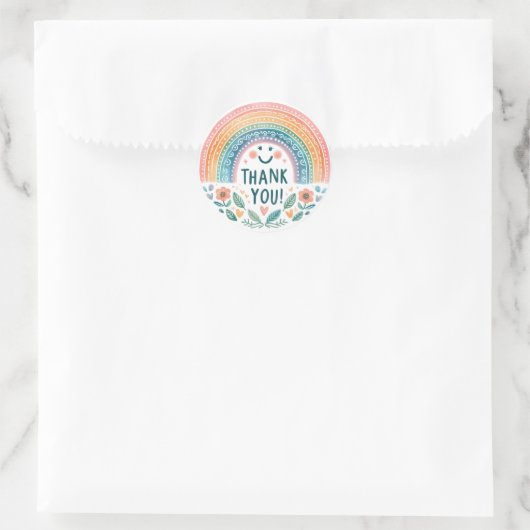 Retro Dankjewel Regenboog Ronde Sticker (Tas)