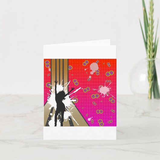 Retro Dans Silhouet Verfvlek Cirkels Kaart