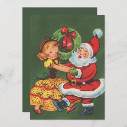 retro  dansen Kerstmis Feestdagenkaart (Voorkant / Achterkant)