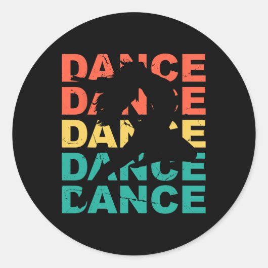 Retro  dansen voor dansers ronde sticker (Voorkant)