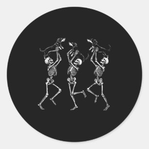 Retro Dansende Skeletten Dachshond Schattige Hallo Ronde Sticker