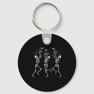 Retro Dansende Skeletten Dachshund Schattig Hallow Sleutelhanger