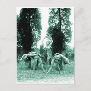 Retro  dansende vrouwen Wilde vrouwen Briefkaart