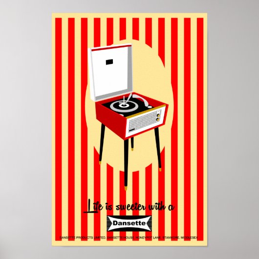 Retro Dansette recordspeler Pop Art poster (Voorkant)