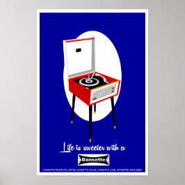 Retro Dansette recordspeler Pop Art poster