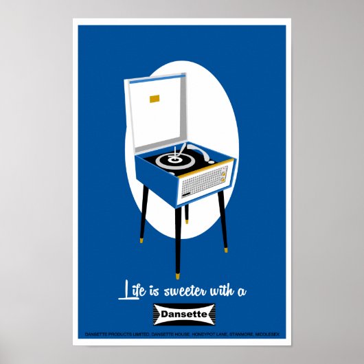 Retro Dansette recordspeler Pop Art poster (Voorkant)