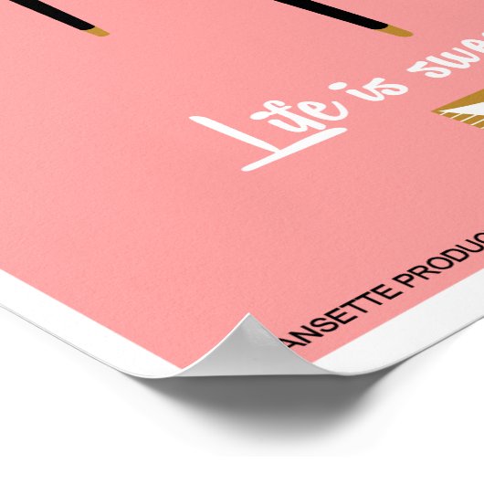 Retro Dansette roze platenspeler Pop Art poster (Hoek)